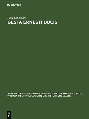 cover image of Gesta Ernesti ducis